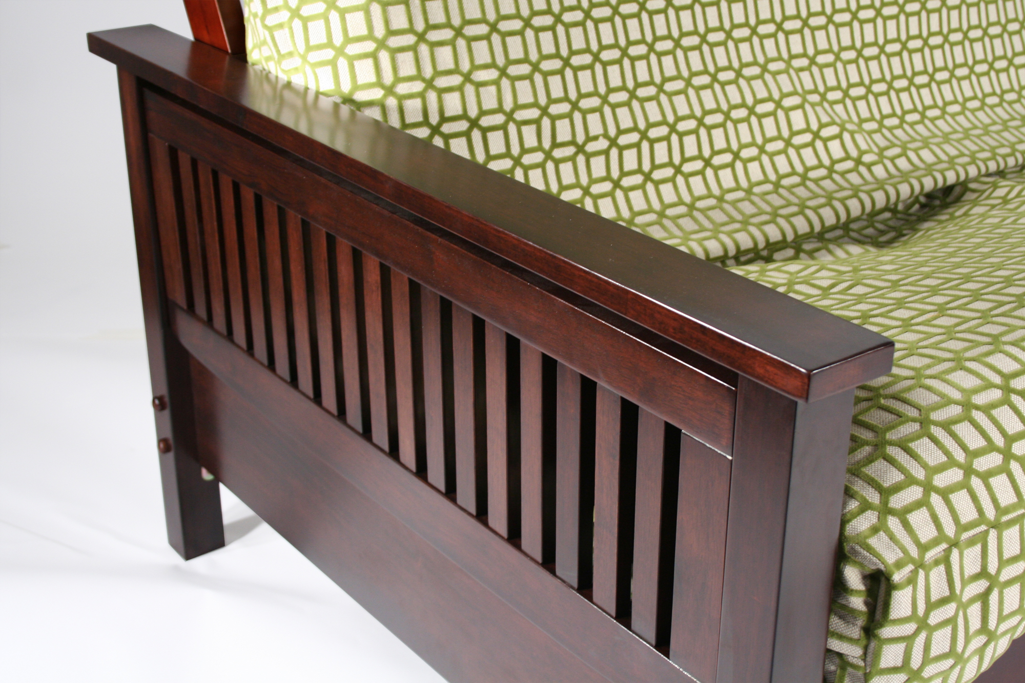 Futon frame with tray arm