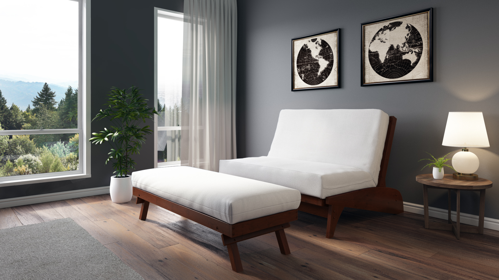 Futon frame in loveseat and ottoman size