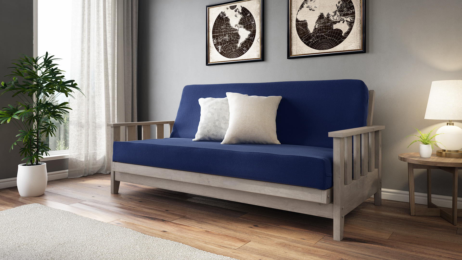 Gray full size futon frame