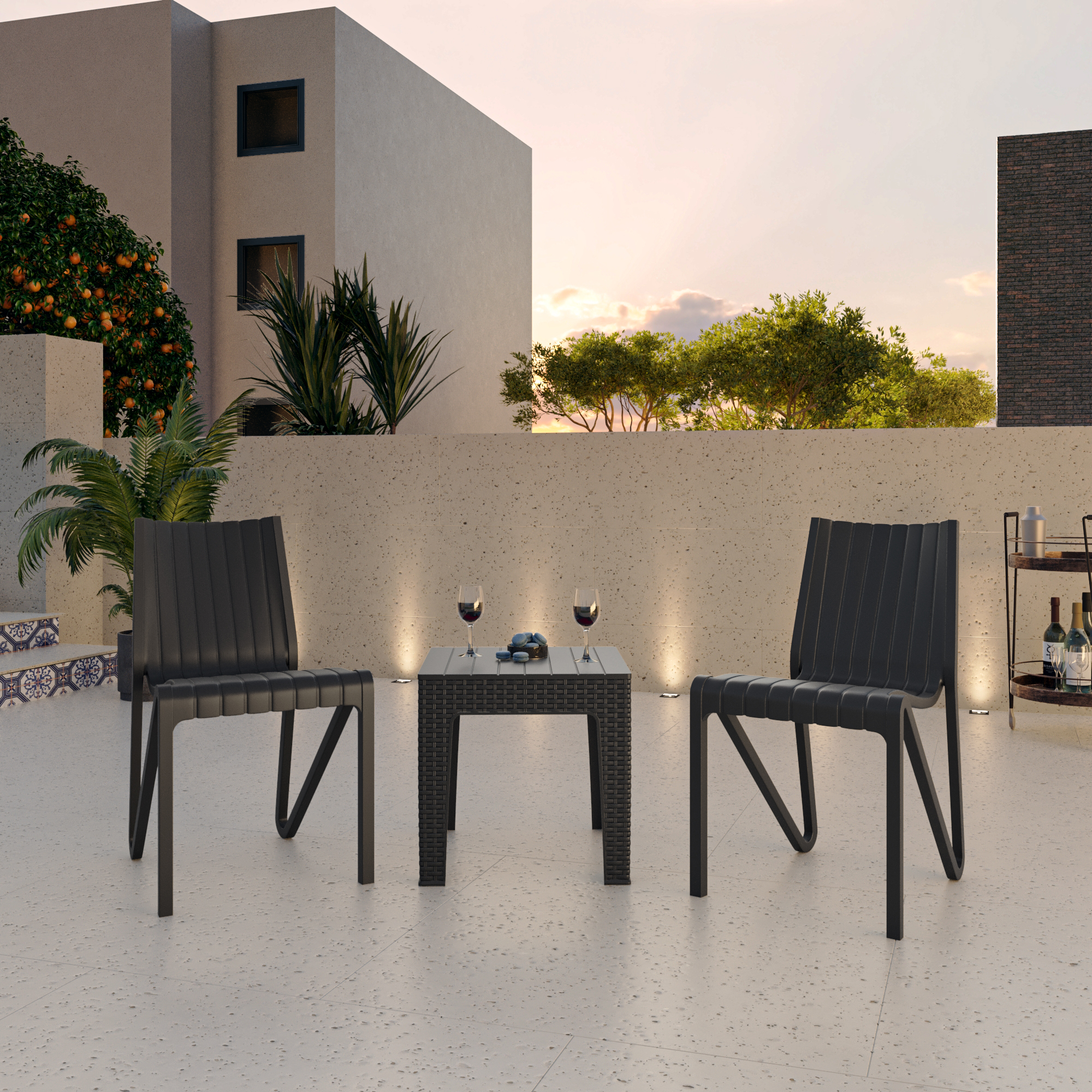 Contemporary patio bistro set