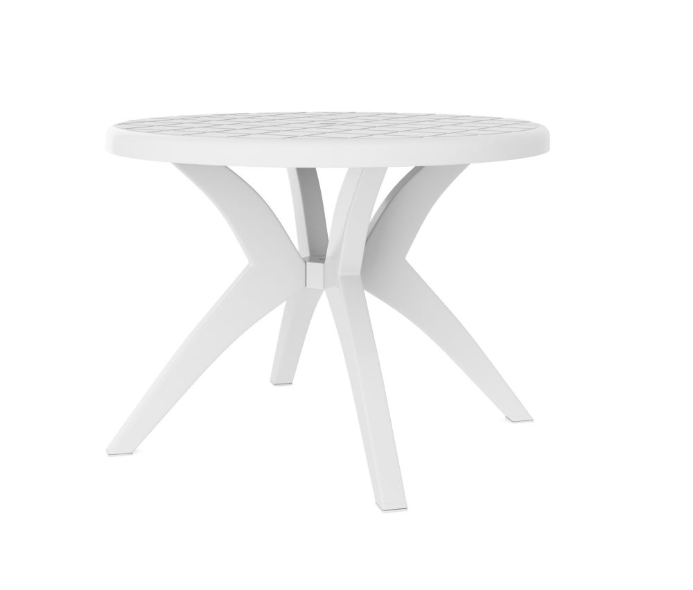 White outdoor patio dining table