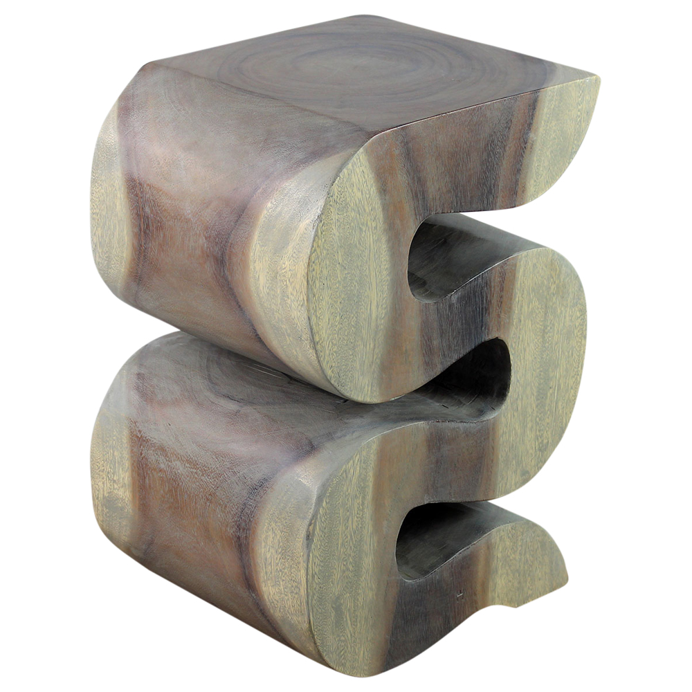 Wood end table with curves