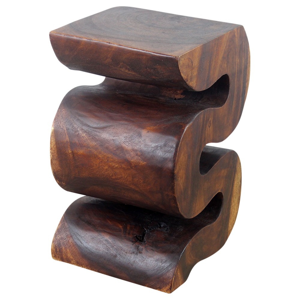 Wood end table with curves