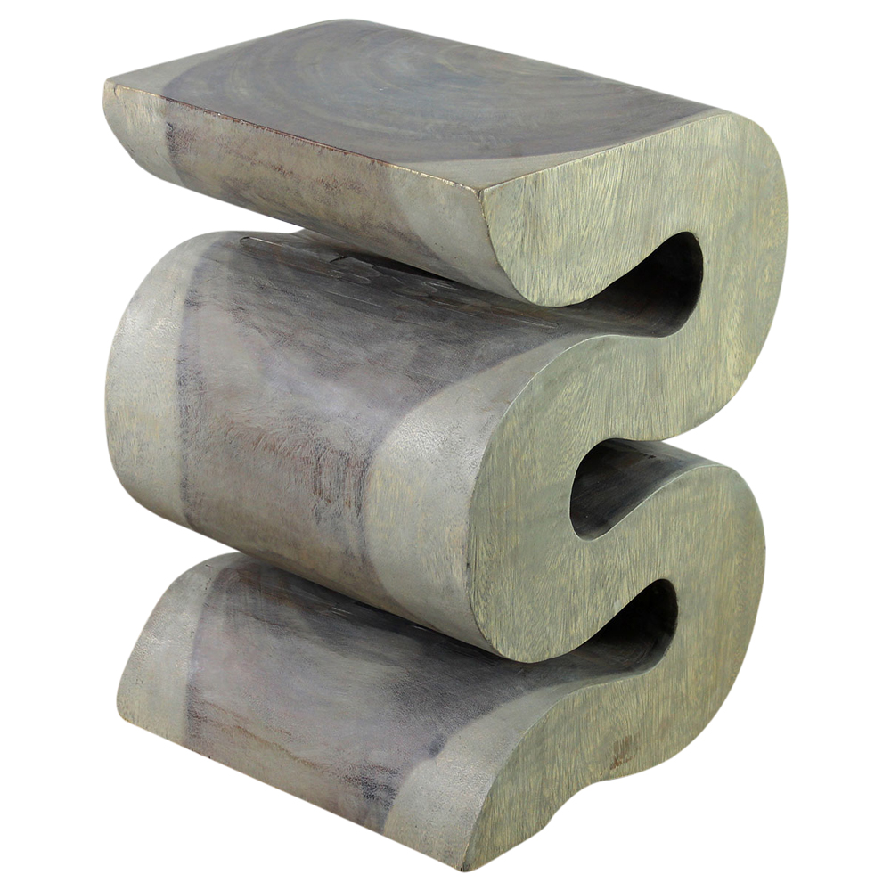 Wood end table with curves