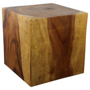All wood cube end table