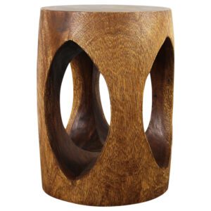 all natural wood end table oval shape