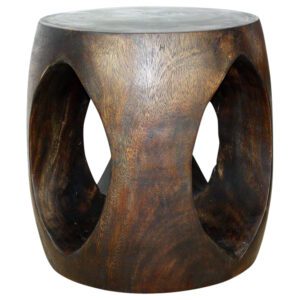 all natural wood end table oval shape