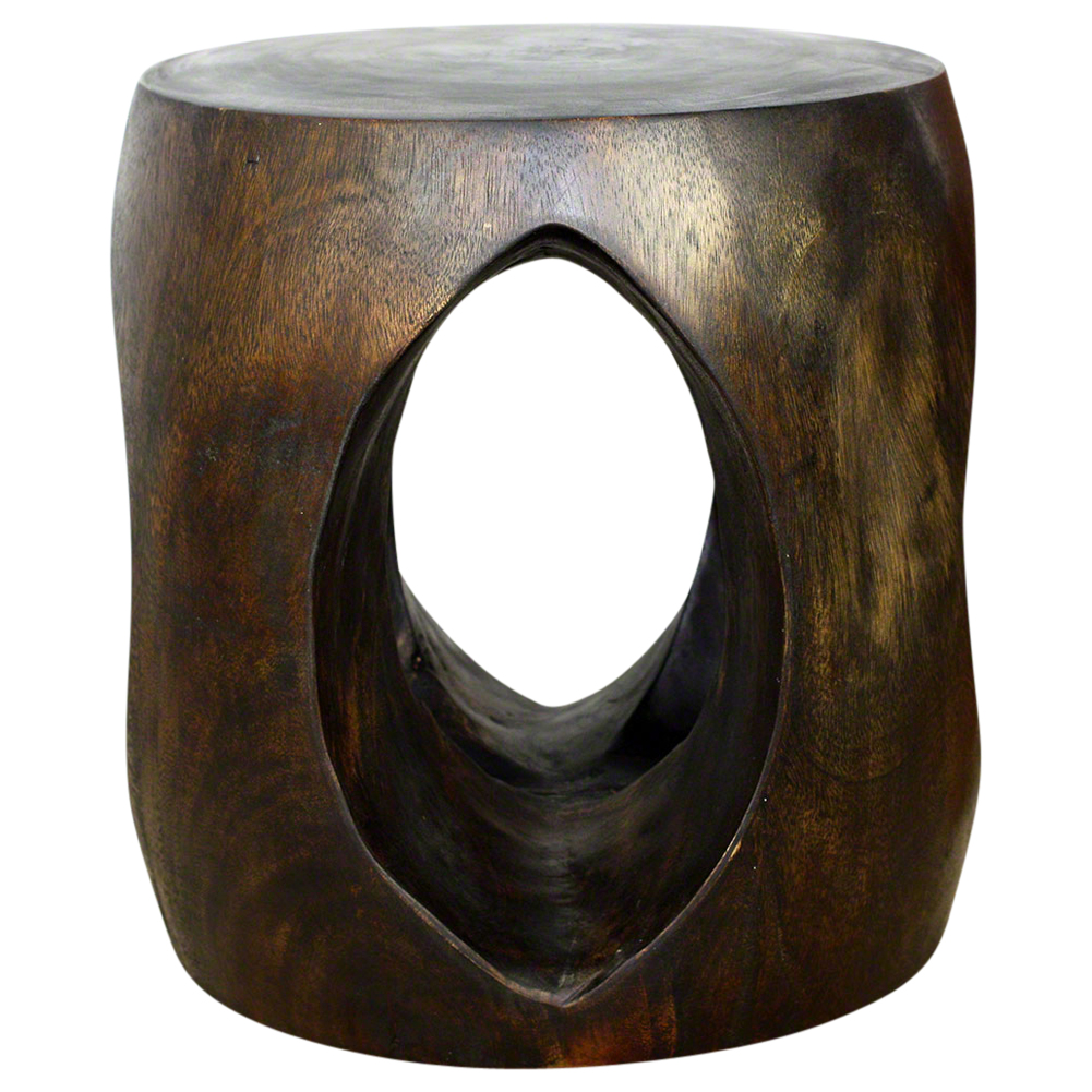 all natural wood end table oval shape