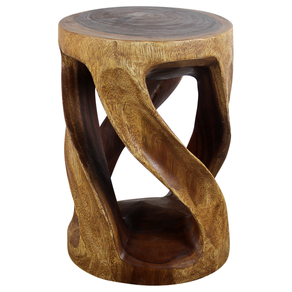 Round wood end table dark wood