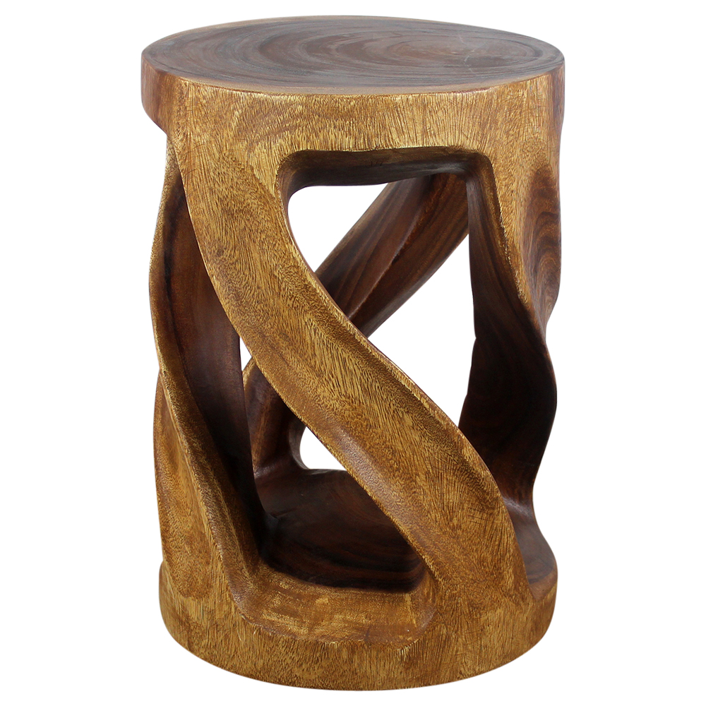Round wood end table dark wood