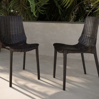 Brown armless patio chairs
