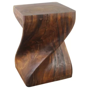 Twist design all wood end table in walnut