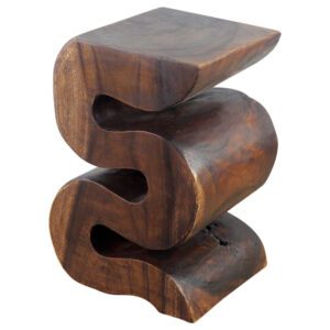 Swerve curved end table all wood