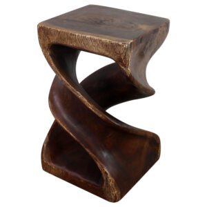 All wood double twisting end table, all natural