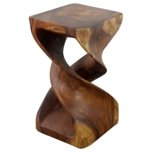 Funky twist end table in all wood