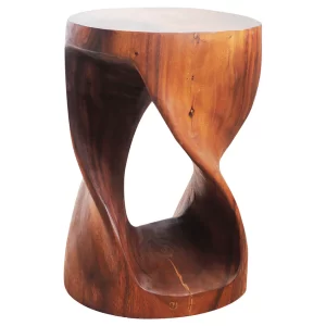 Round top all wood end table, 20" high