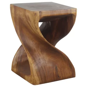 All wood natural end table, square top, 20"