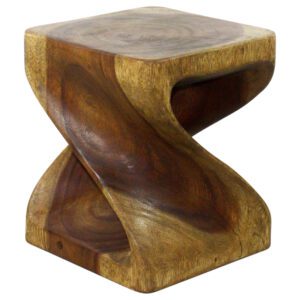 All wood natural end table