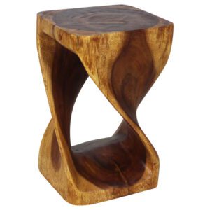 All wood natural end table 16" high
