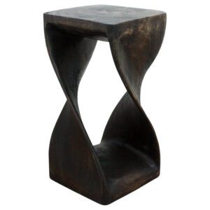Twist all wood end table in espresso and 23" high