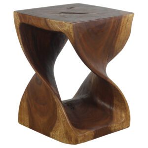 All wood natural end table 20" high